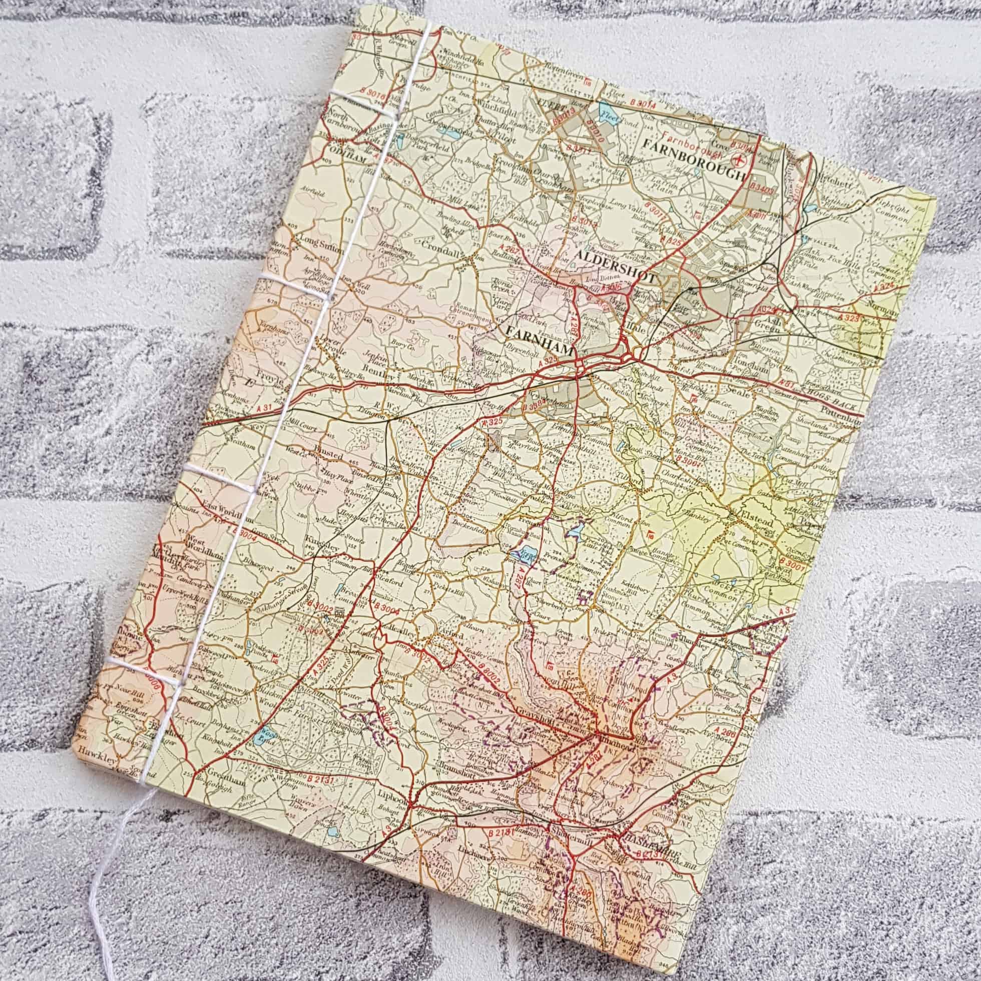 Vintage map notebook • Memories Mapped